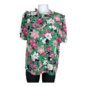 J. CREW Green Floral Women’s blouse size M